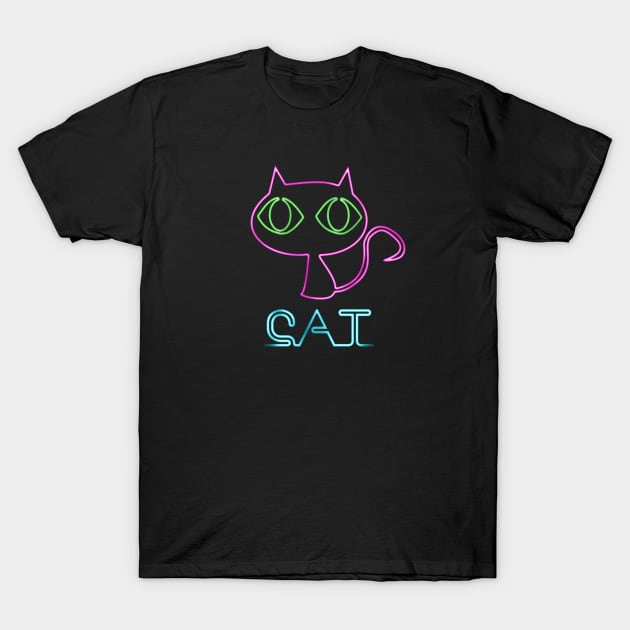 80's Neon Cat T-Shirt by Switch01